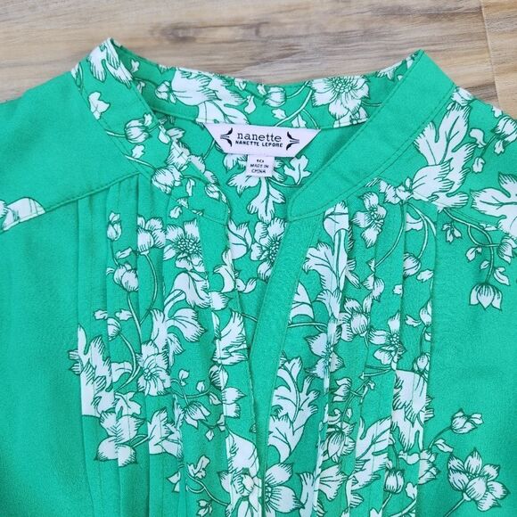 🔸️Nanette Lapore Green Lyst Floral Print Pintuck Sleeveless Dress Size 10 - Picture 6 of 14